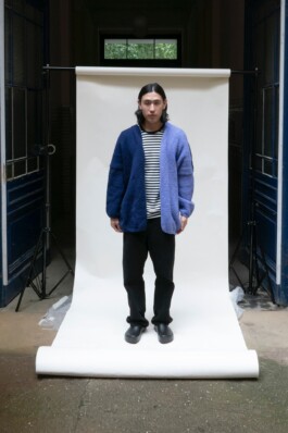 WOOHOO Strickjacke Big O gestrickt mit WOOHOO WOOL in Midnight Blue und Uh La La Lavender